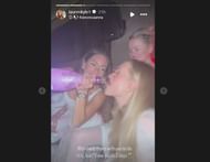 Lauren Kyle's Instagram story, in which she can be seen chugging champagne